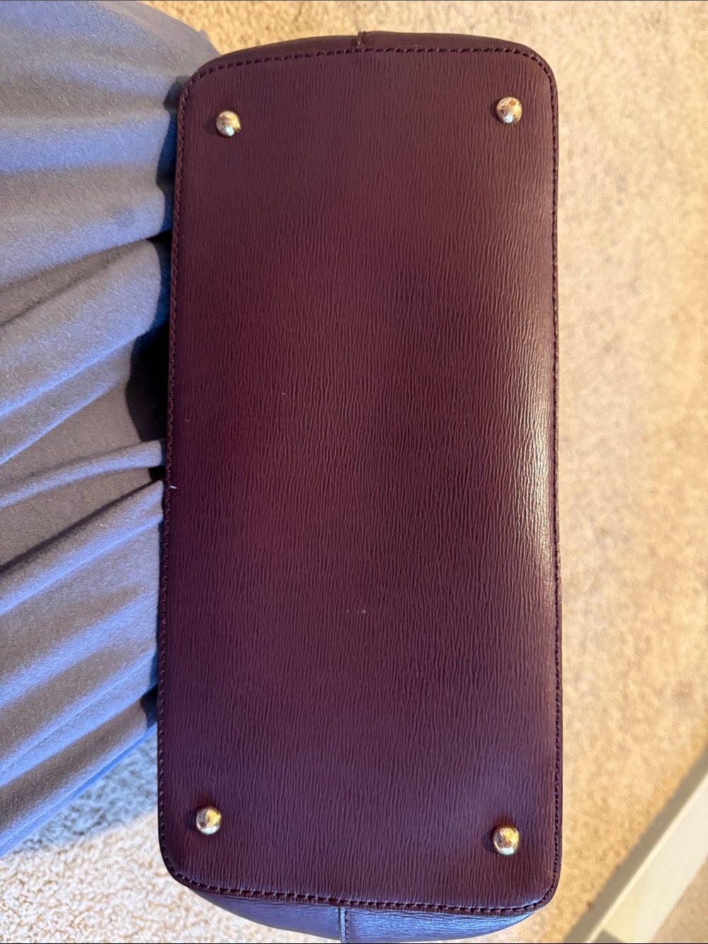 Ralph Lauren Burgundy/Violet Leather Satchel with Gold Tag - Picture 6 of 7